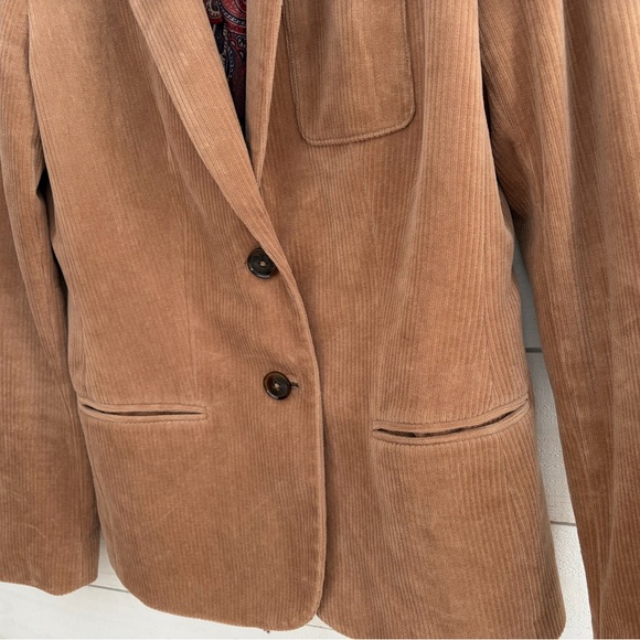 Tommy Hilfiger Tan Corduroy Jacket Paisley Lining Elbow Patch women’s 4 preppy - Picture 5 of 15